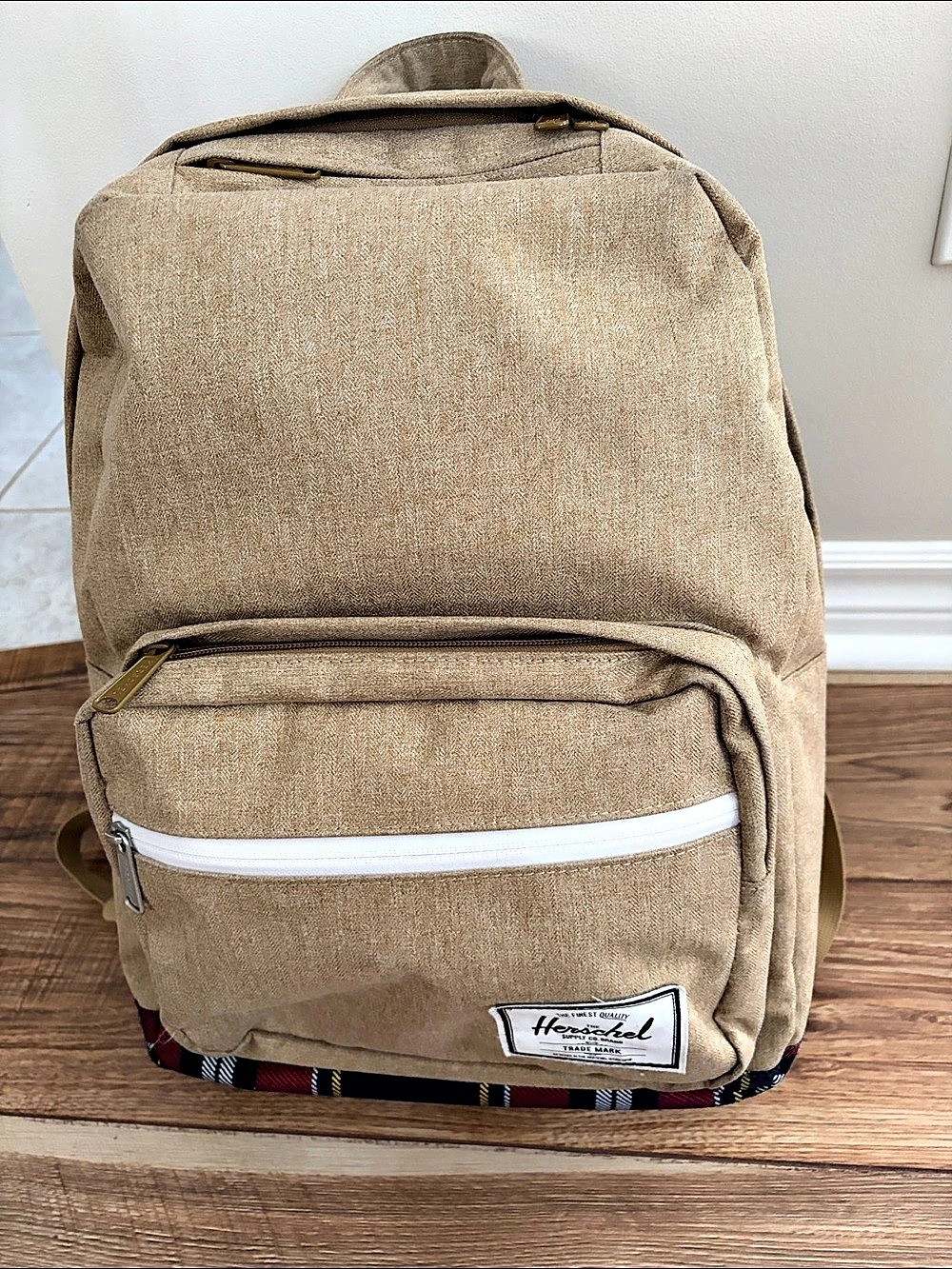 Herschel Plaid Trim Backpack in Brown